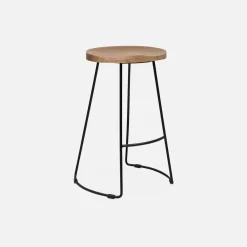 Set di 2 sgabelli da bar in legno di mango e acciaio, 65cm