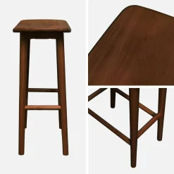 Set di 2 sgabelli da bar vintage in legno di hevea