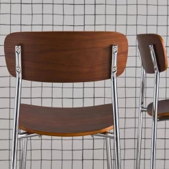 Set di 2 sgabelli da bar vintage metallo e compensato