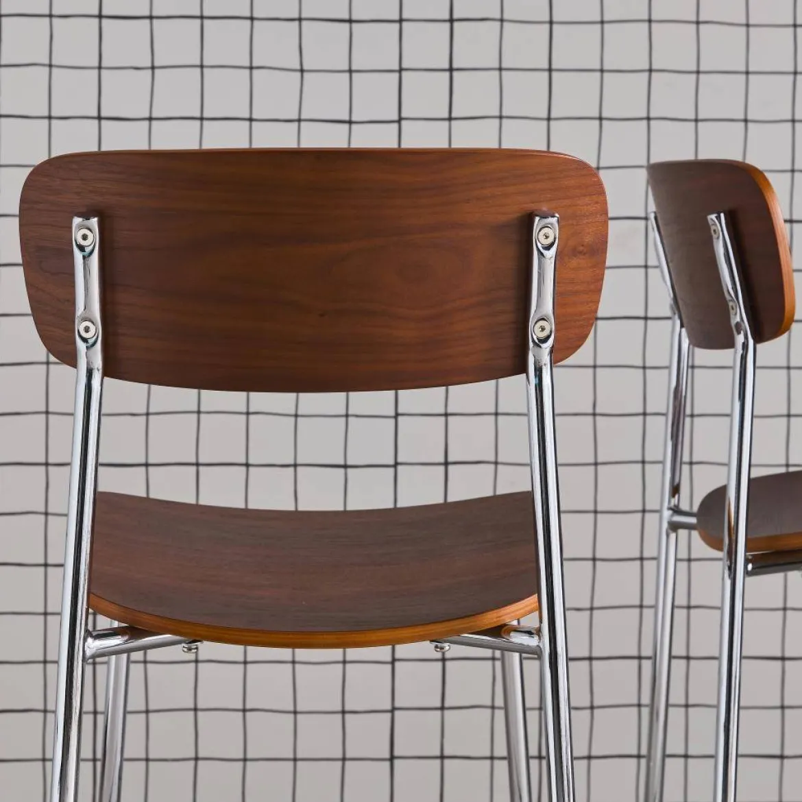 Set di 2 sgabelli da bar vintage metallo e compensato
