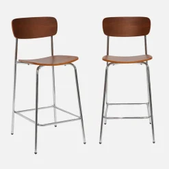 Set di 2 sgabelli da bar vintage metallo e compensato