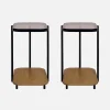 Set di 2 tavolini da divano vintage in metallo nero e vetro