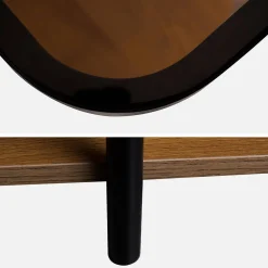 Set di 2 tavolini da divano vintage in metallo nero e vetro