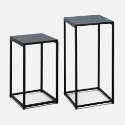 Set di 2 tavolini neri per salotto