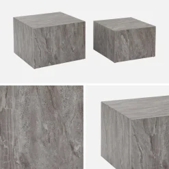Set di 2 tavolini quadrati con effetto marmo