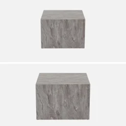 Set di 2 tavolini quadrati con effetto marmo