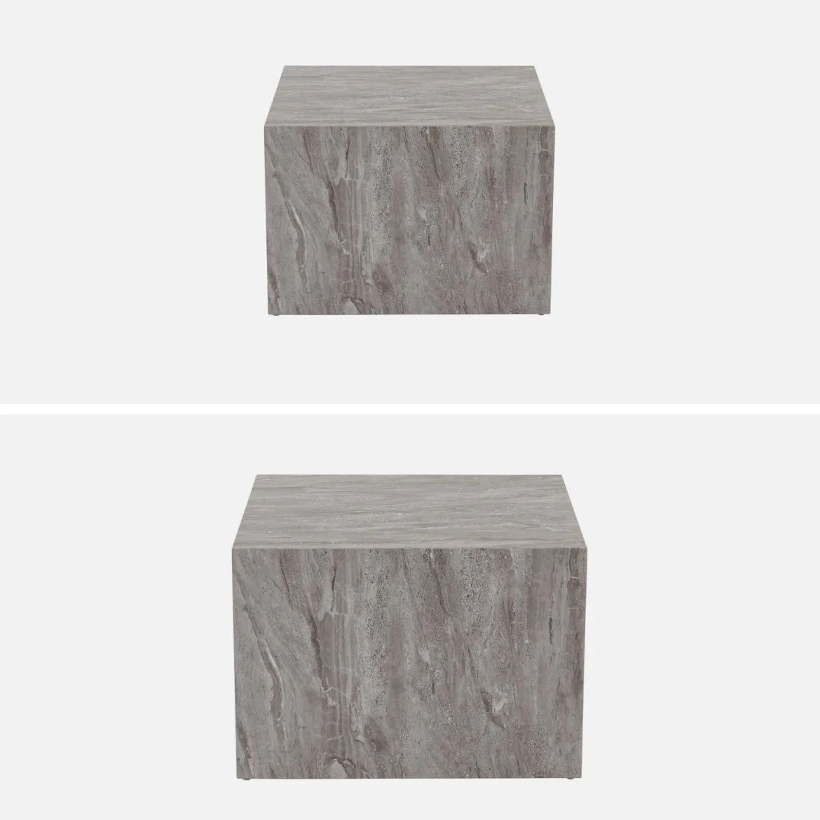 Set di 2 tavolini quadrati con effetto marmo