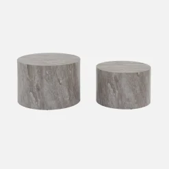 Set di 2 tavolini rotondi con effetto marmo