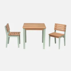 Set di tavolo per bambini in legno, 2 sedie