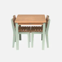 Set di tavolo per bambini in legno, 2 sedie