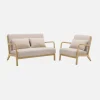 Set panca scandinava 2 posti e poltrona in legno