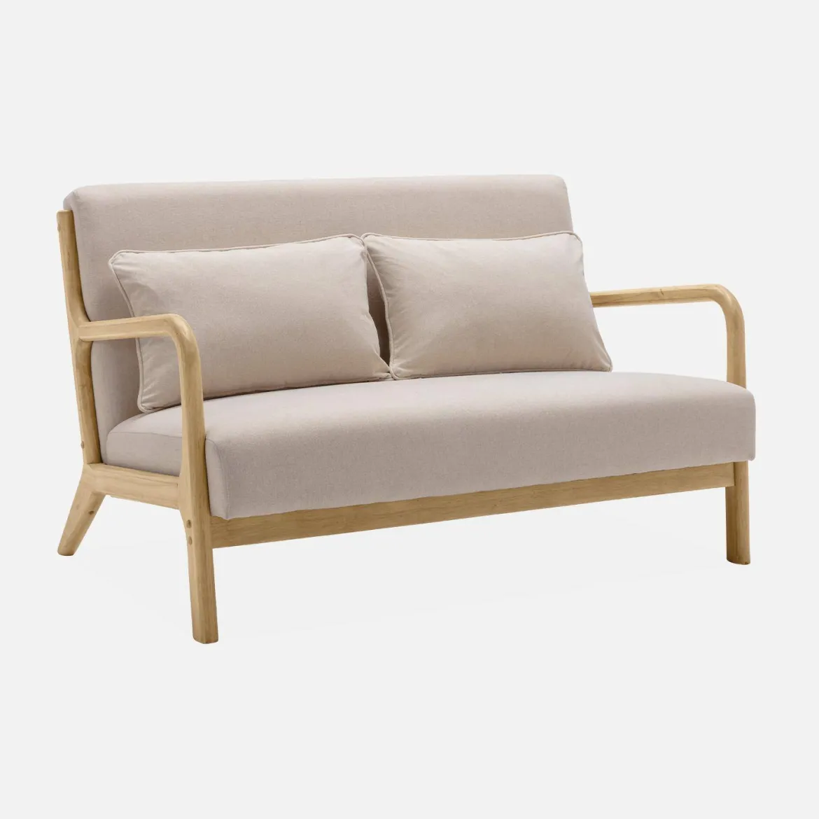 Set panca scandinava 2 posti e poltrona in legno