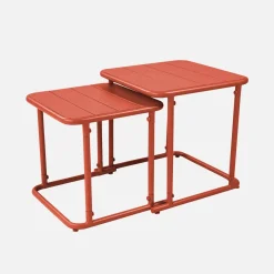 Set tavolini da esterno quadrati in acciaio