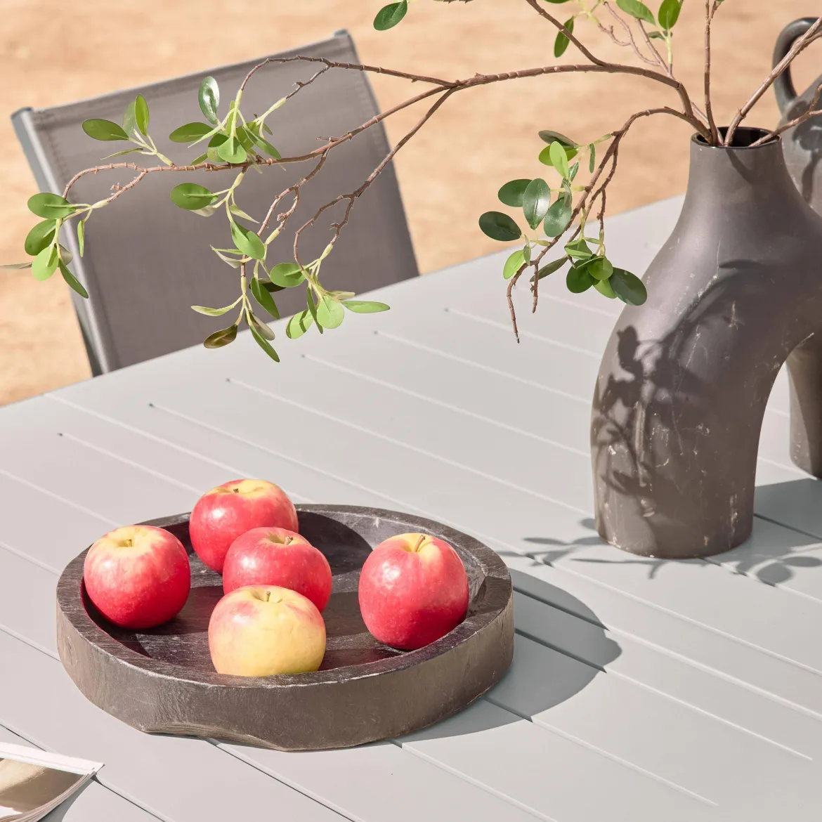 Set tavolo allungabile in alluminio con 10 sedie