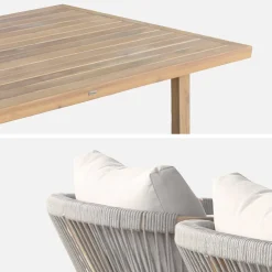 Set tavolo alto da giardino in legno di acacia con 4 sedie
