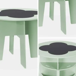 Set tavolo con ardesia e 4 sedie contenitore per bambini