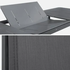 Set tavolo da giardino allungabile in alluminio e textilene con 8 sedie