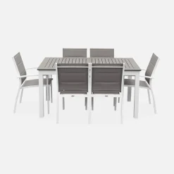 Set tavolo da giardino allungabile in alluminio con 6 sedie