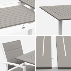 Set tavolo da giardino allungabile in alluminio con 6 sedie