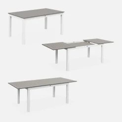 Set tavolo da giardino allungabile in alluminio con 6 sedie