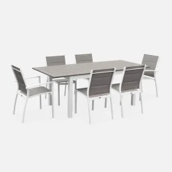 Set tavolo da giardino allungabile in alluminio con 6 sedie