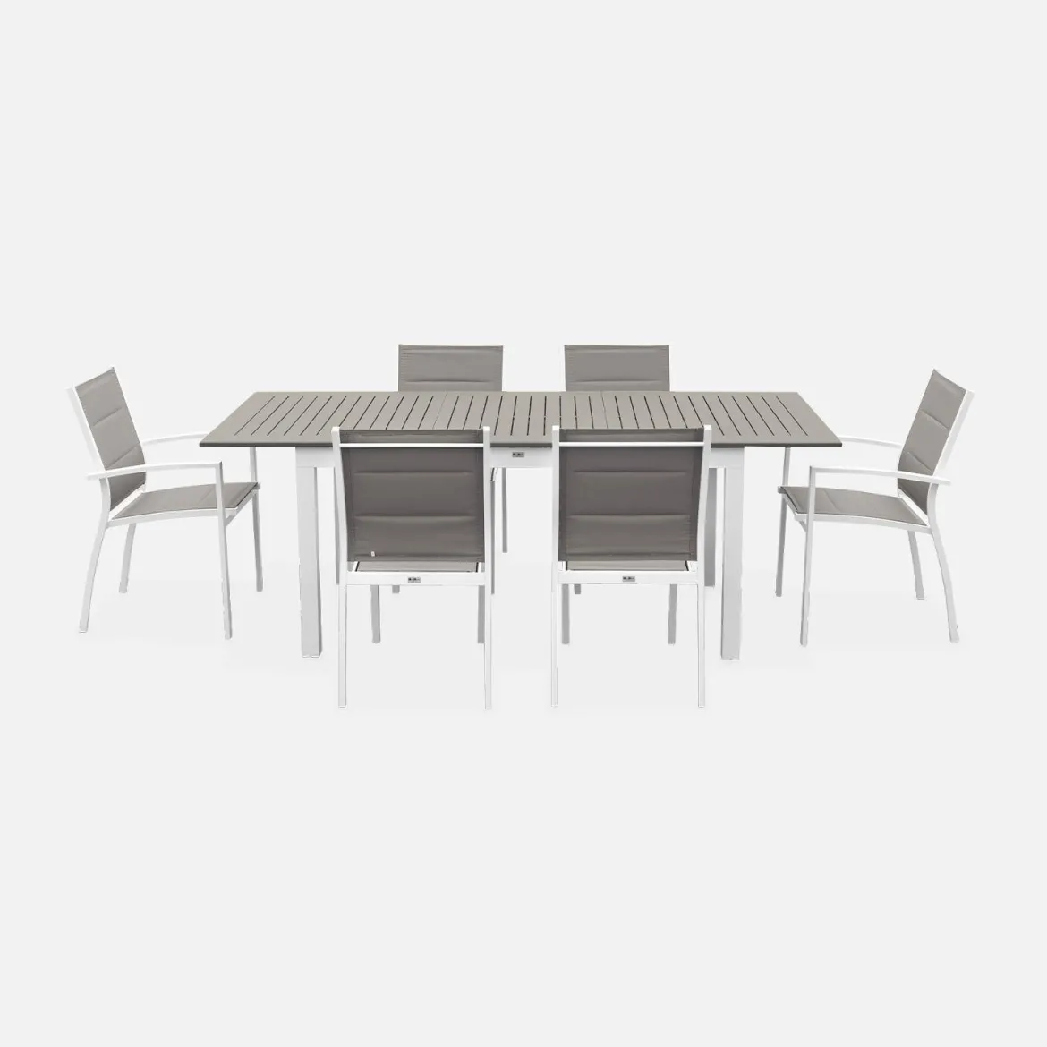 Set tavolo da giardino allungabile in alluminio con 6 sedie