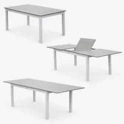 Set tavolo da giardino allungabile in alluminio con 8 sedie