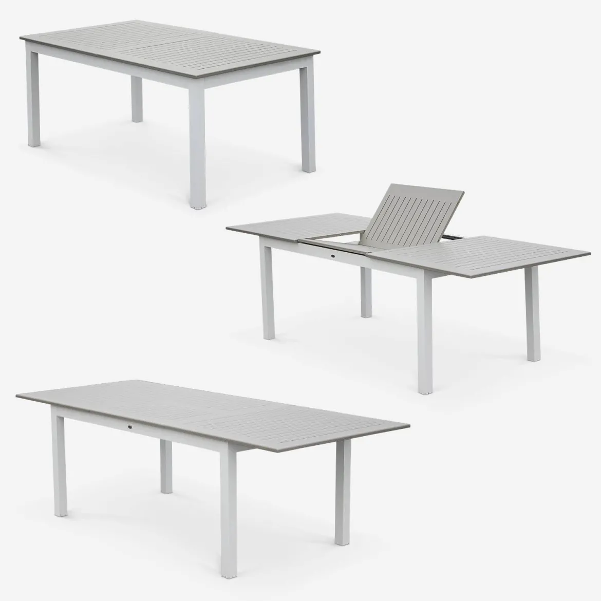 Set tavolo da giardino allungabile in alluminio con 8 sedie