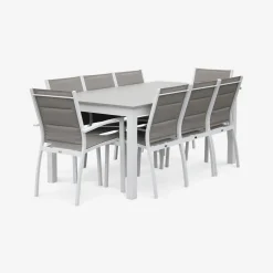 Set tavolo da giardino allungabile in alluminio con 8 sedie
