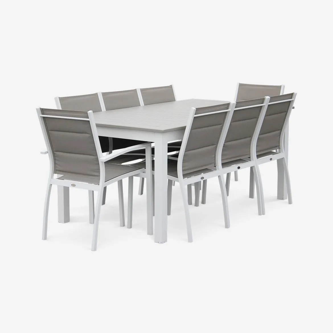 Set tavolo da giardino allungabile in alluminio con 8 sedie