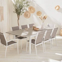 Set tavolo da giardino allungabile in alluminio con 8 sedie