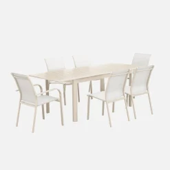 Set tavolo da giardino allungabile in alluminio con 6 sedie