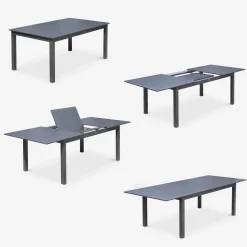 Set tavolo da giardino allungabile in alluminio con 8 sedie