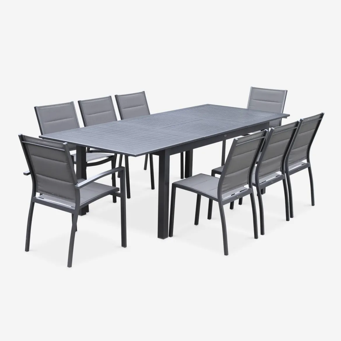 Set tavolo da giardino allungabile in alluminio con 8 sedie