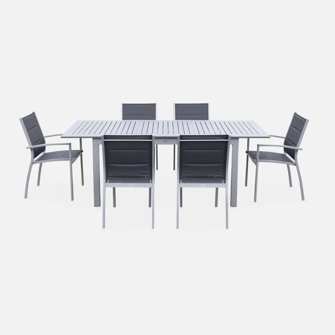 Set tavolo da giardino allungabile in alluminio con 6 sedie