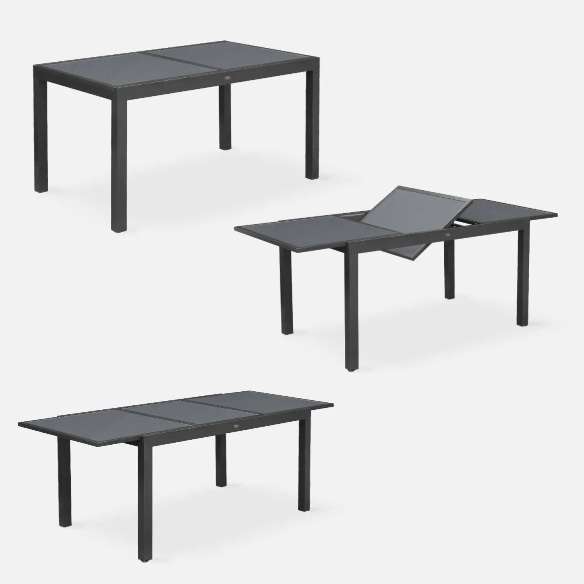 Set tavolo da giardino allungabile in alluminio con 6 sedie