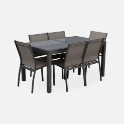 Set tavolo da giardino allungabile in alluminio con 6 sedie