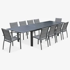 Set tavolo da giardino allungabile con 10 sedie