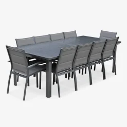 Set tavolo da giardino allungabile con 10 sedie