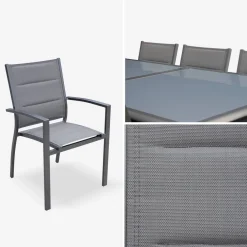 Set tavolo da giardino allungabile in alluminio con 8 sedie