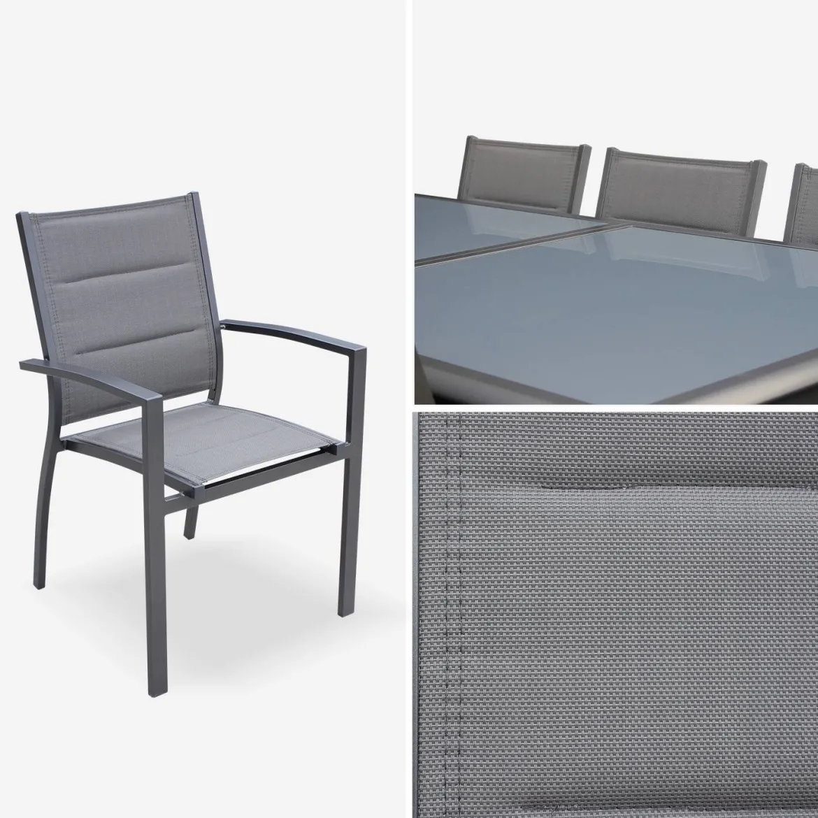 Set tavolo da giardino allungabile in alluminio con 8 sedie