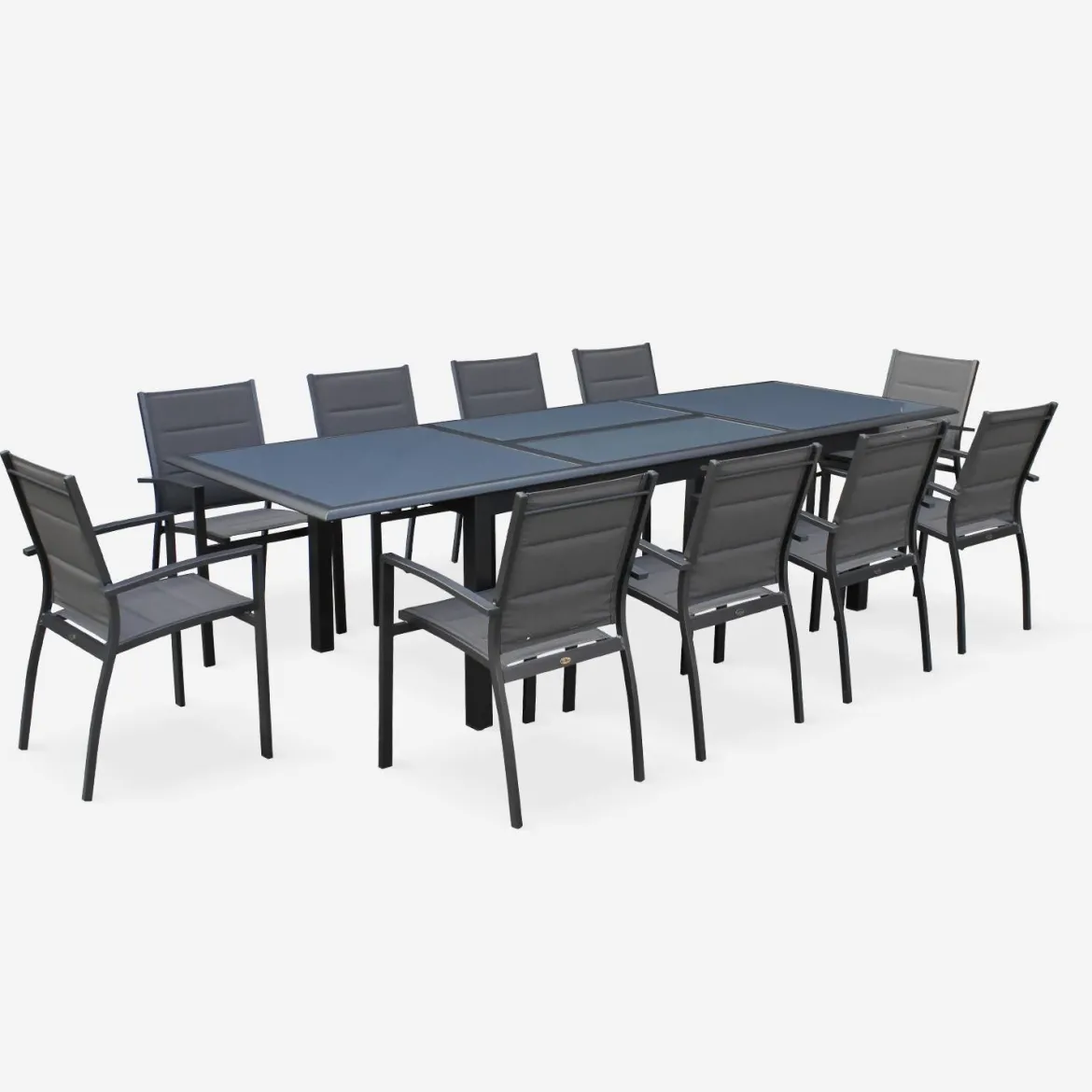 Set tavolo da giardino allungabile in alluminio con 8 sedie