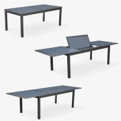Set tavolo da giardino allungabile in alluminio con 8 sedie