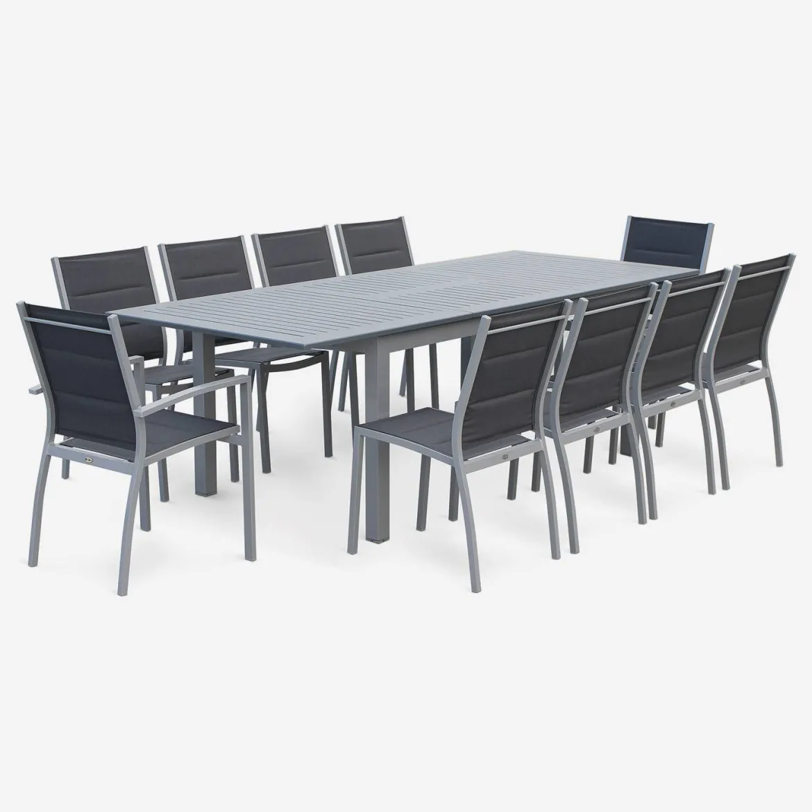 Set tavolo da giardino allungabile in alluminio con 8 sedie