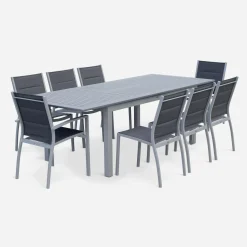 Set tavolo da giardino allungabile in alluminio con 8 sedie