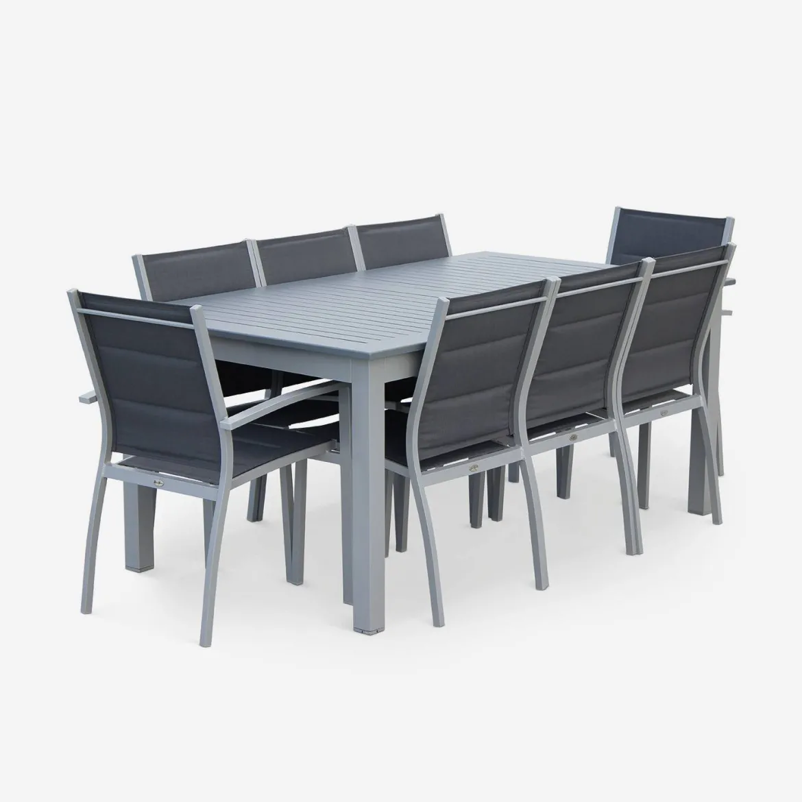 Set tavolo da giardino allungabile in alluminio con 8 sedie