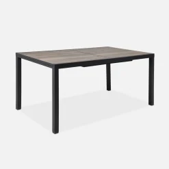 Set tavolo da giardino allungabile in alluminio effetto legno con 8 sedie