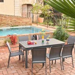 Set tavolo da giardino allungabile in alluminio con 8 sedie
