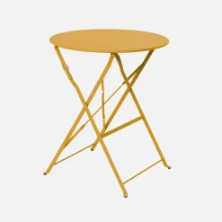 Set tavolo da giardino bistrot pieghevole in acciaio con 2 sedie, Ø60cm