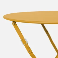 Set tavolo da giardino bistrot pieghevole in acciaio con 2 sedie, Ø60cm